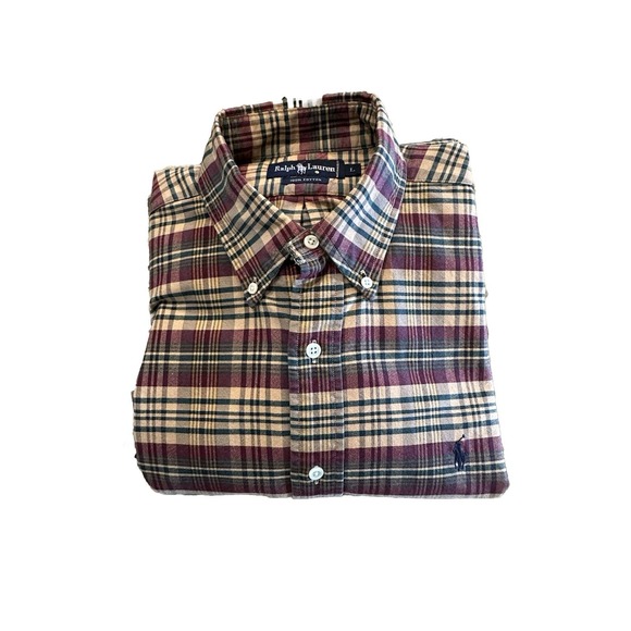 Ralph Lauren Plaid Shirt Classic Fit Heavier Cotton Mens Size Large Long Sleeve - Picture 3 of 9